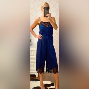 NWT, Alice & Olivia, navy silk romper, size 6